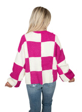 Hot Pink Oversized Checker Sweater