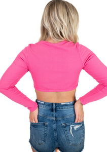 Pink Rhinestone Crop Top