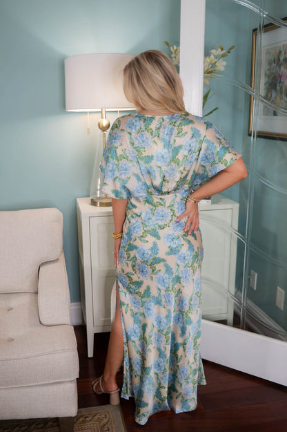 Delicate Blue Floral Maxi Dress