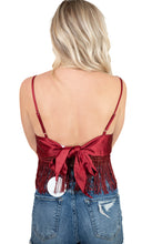 Burgundy Fringe Tie Back Top