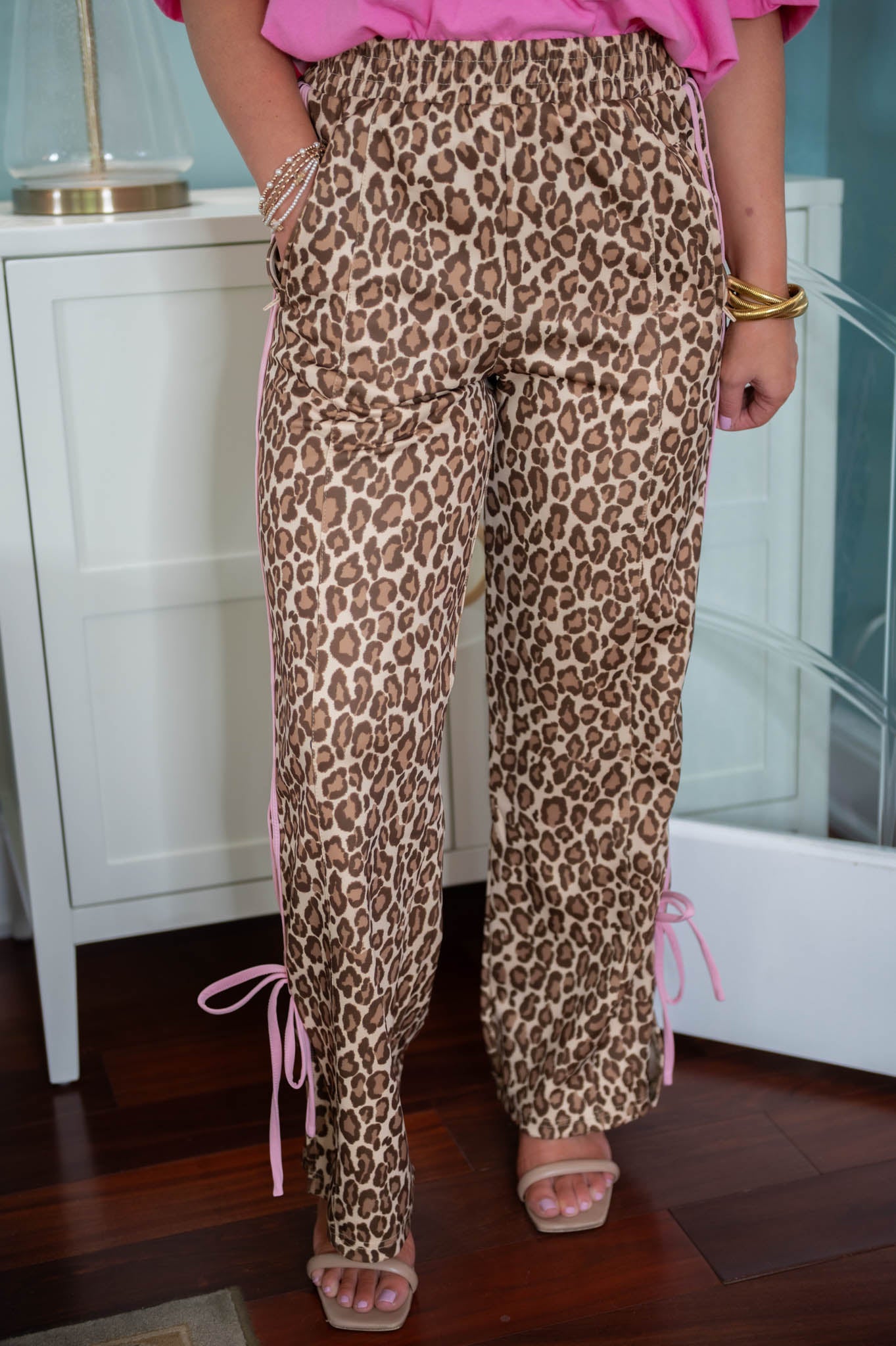 Cheetah Bow Detail Track Pants