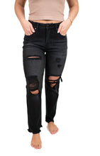 Black Mid Rise Boyfriend Jeans