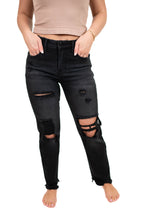 Black Mid Rise Boyfriend Jeans