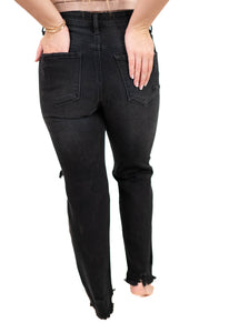 Black Mid Rise Boyfriend Jeans