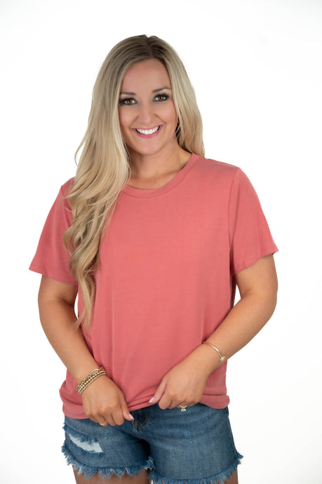 Learn As You Go Coral Oversized Basic Tee