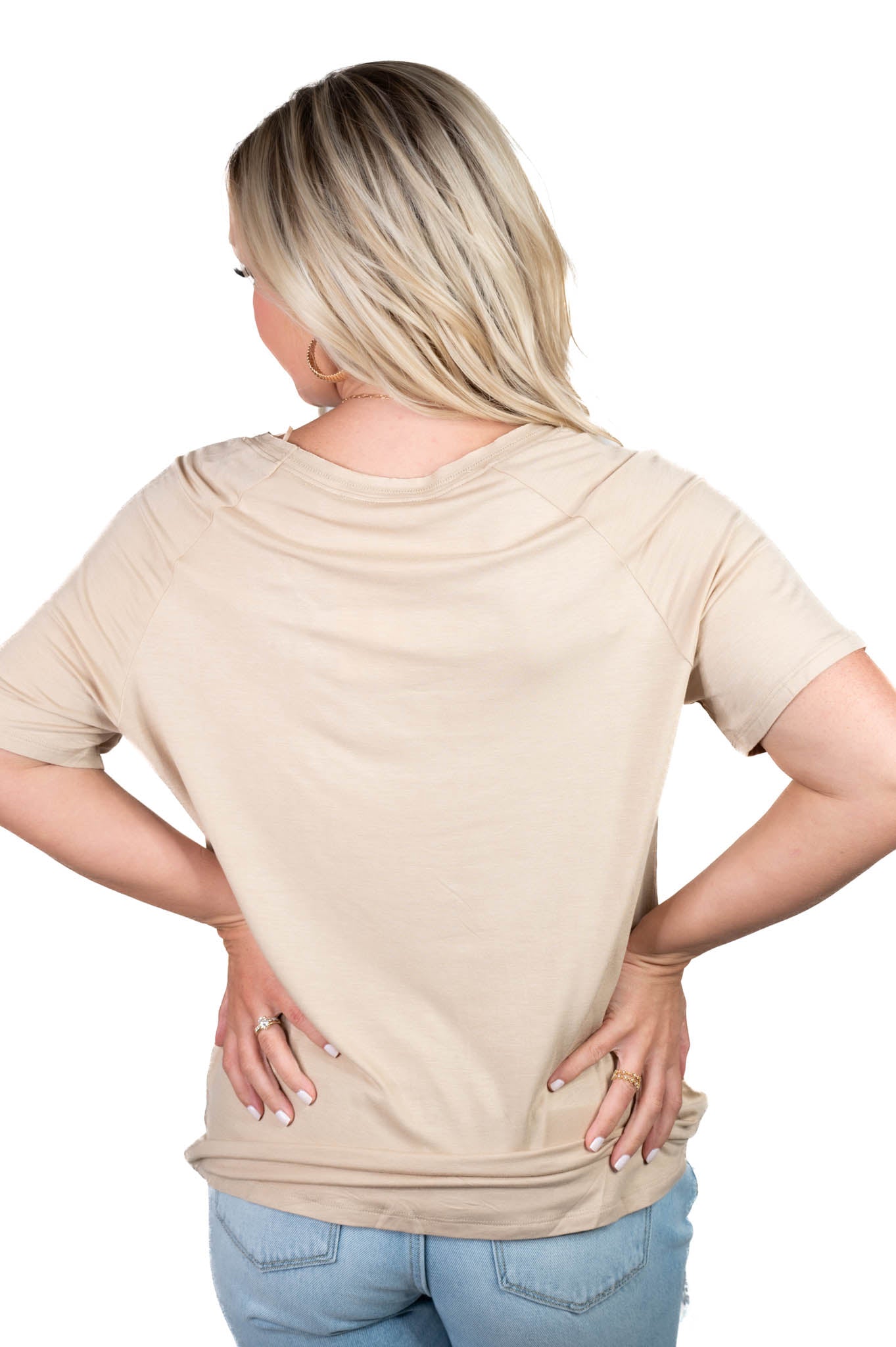 Taupe Classic V Neck Tee