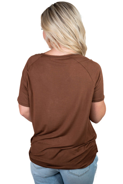 Brown Classic V Neck Tee