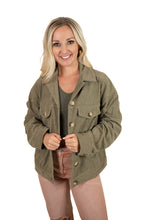Olive Dream Plans Corduroy Shacket