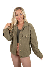 Olive Dream Plans Corduroy Shacket