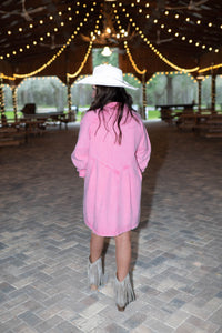 Buttoned Beauty Pink Denim Dress