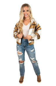 Brown Plaid Cropped Shacket
