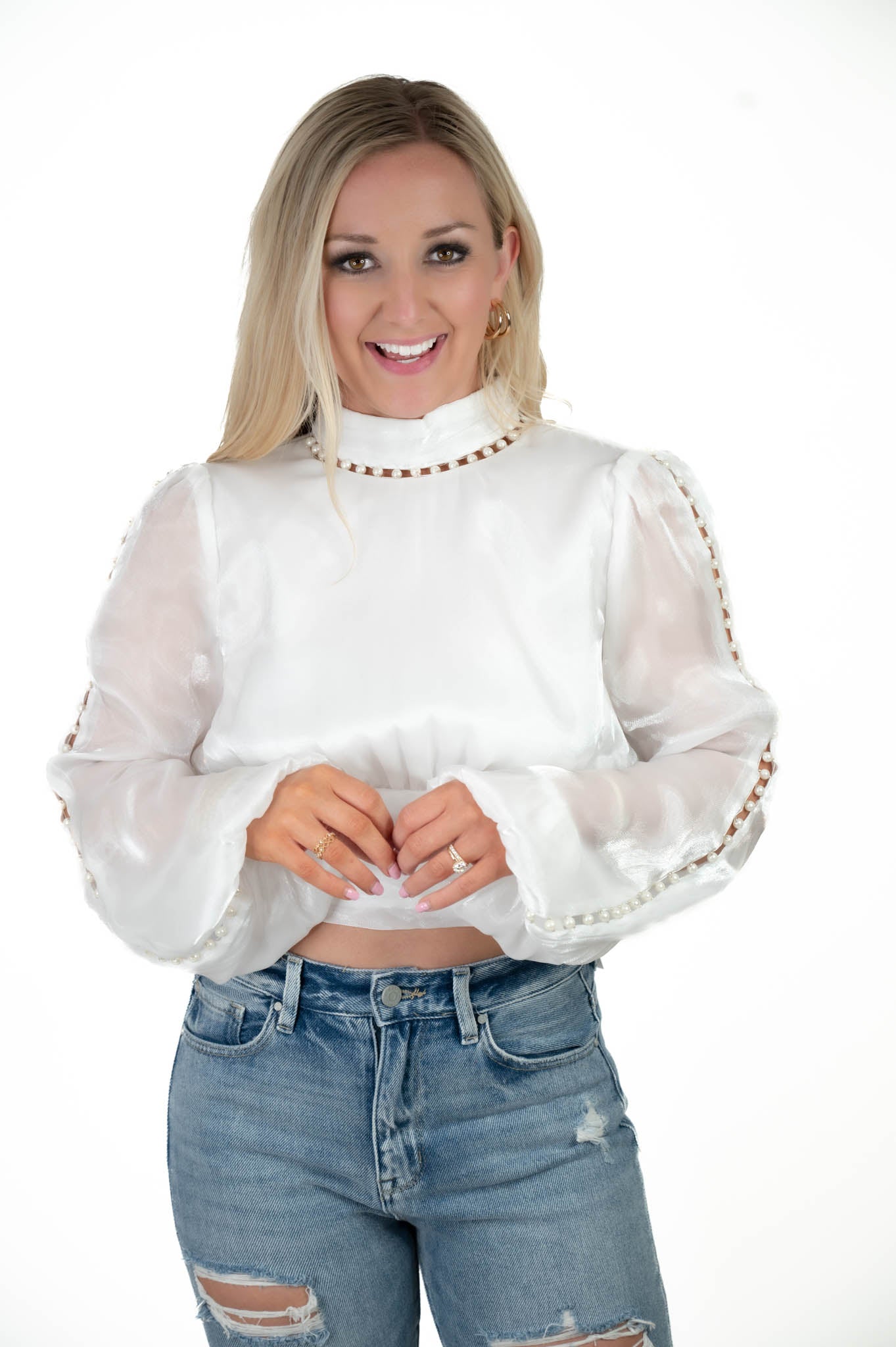 Pearl Moch Neck Top