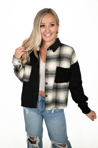 Black Patchwork/Plaid Top