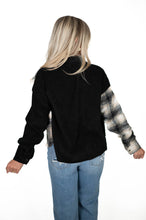 Black Patchwork/Plaid Top