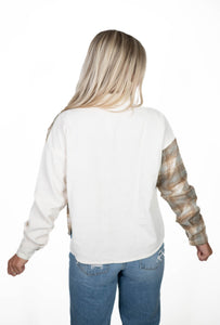 Ivory Patchwork/Plaid Top