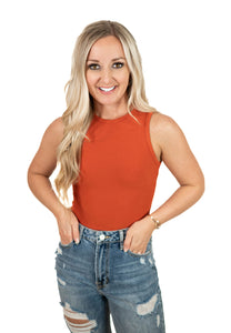 Rust Crew Neck Bodysuit