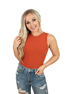 Rust Crew Neck Bodysuit
