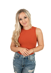 Rust Crew Neck Bodysuit