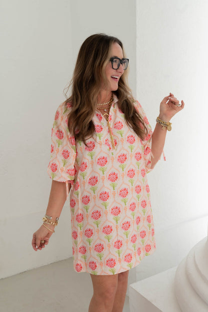 The Bloom Babe Cream/Coral Floral Dress