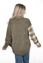 Olive Corduroy Colorblock Shacket