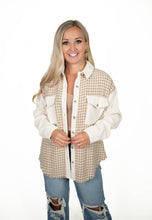 Taupe Colorblock Houndstooth Shacket
