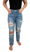 High Rise Distressed Straight Leg Jeans