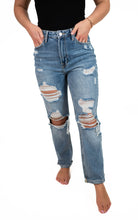 High Rise Distressed Straight Leg Jeans