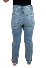 High Rise Distressed Straight Leg Jeans