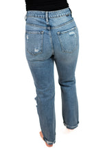 High Rise Distressed Straight Leg Jeans