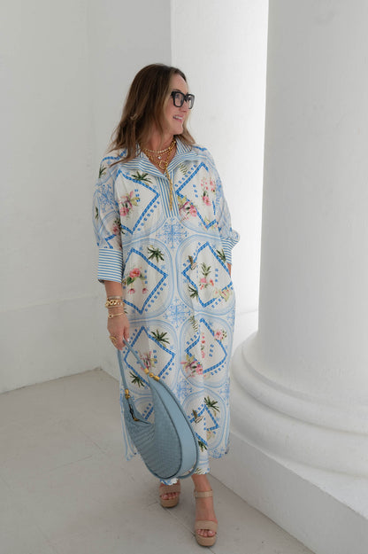 The Santorini Bloom Maxi Dress