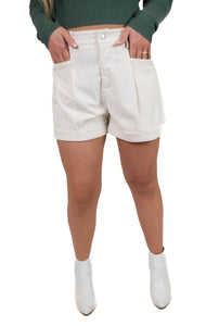 Cream Corduroy Shorts