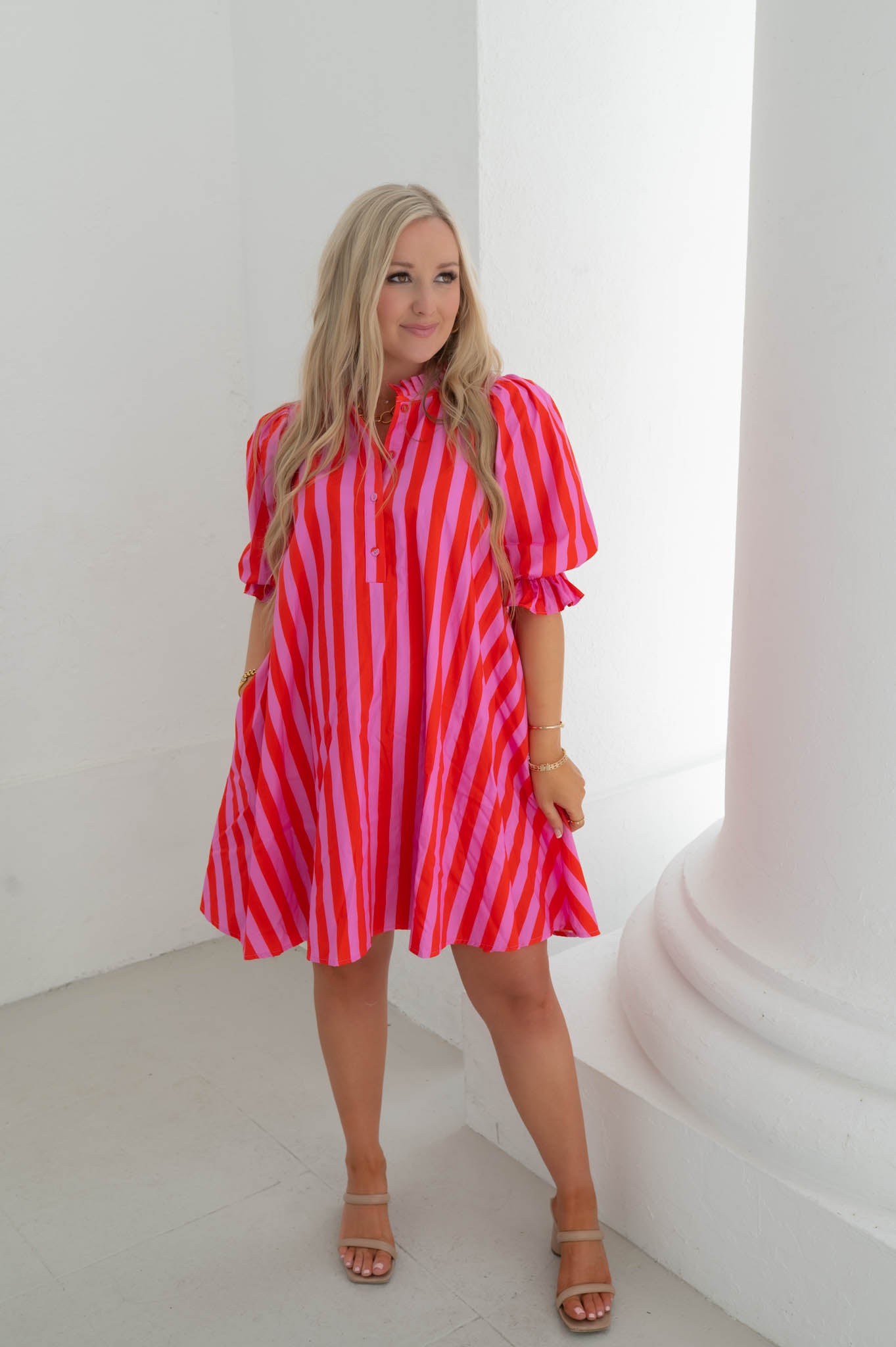 The Fiesta Stripe Pink/Red Mini Dress