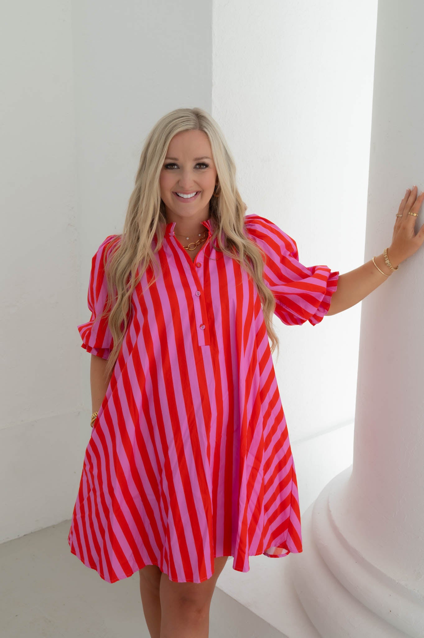 The Fiesta Stripe Pink/Red Mini Dress