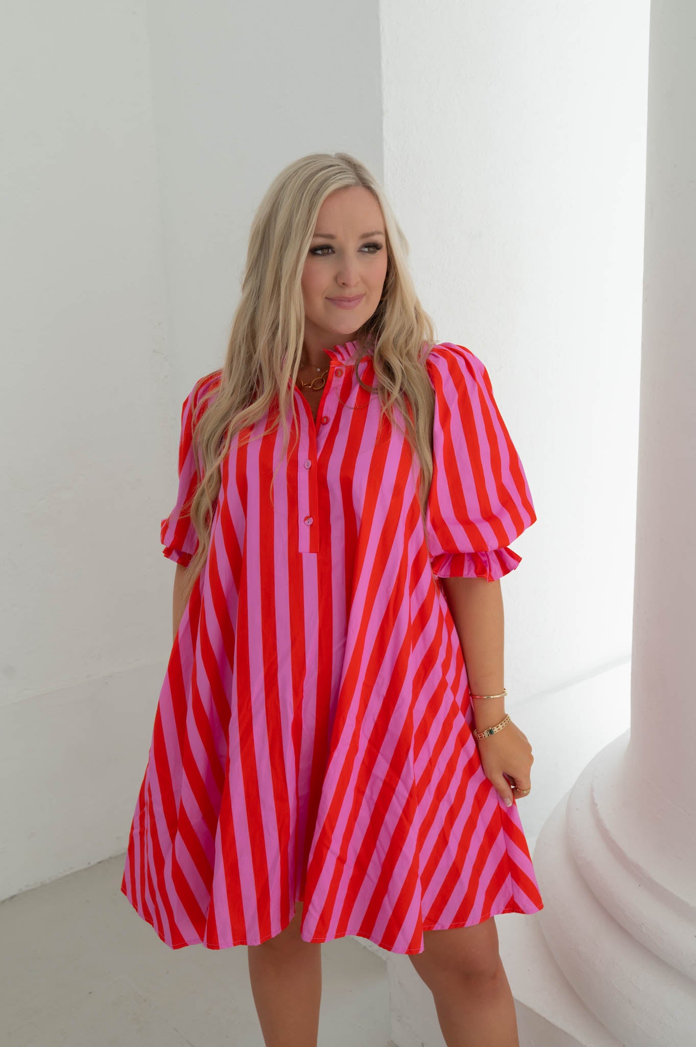The Fiesta Stripe Pink/Red Mini Dress