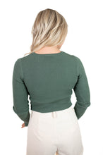 Green Ribbed Cutout Top