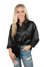 Black Satin Oversized Top
