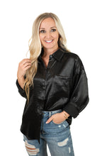 Black Satin Oversized Top