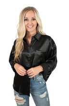 Black Satin Oversized Top
