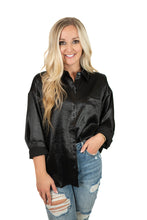 Black Satin Oversized Top