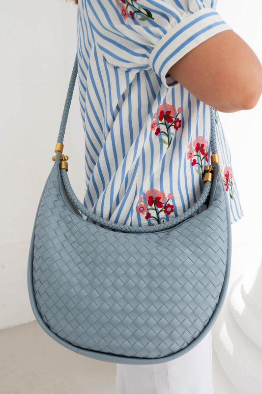 Blue Luxe Woven Boho Bag