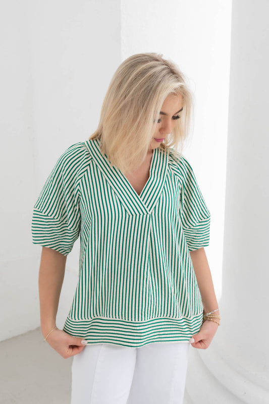 The Lucky Stripe V Neck Top