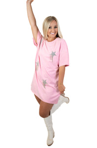 Pink Star T Shirt Dress