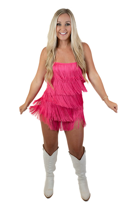 Fuchsia Fringe Romper