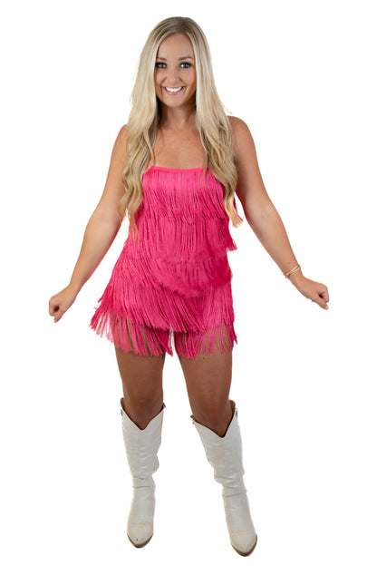 Fuchsia Fringe Romper