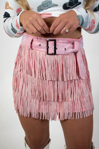 Pink Rhinestone/Fringe Skort