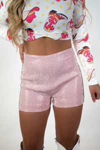 Baby Pink Rhinestone Shorts