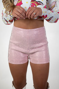 Baby Pink Rhinestone Shorts