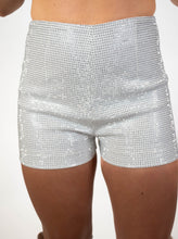 White Rhinestone Shorts
