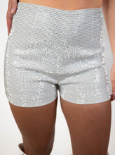 White Rhinestone Shorts