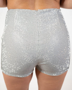 White Rhinestone Shorts
